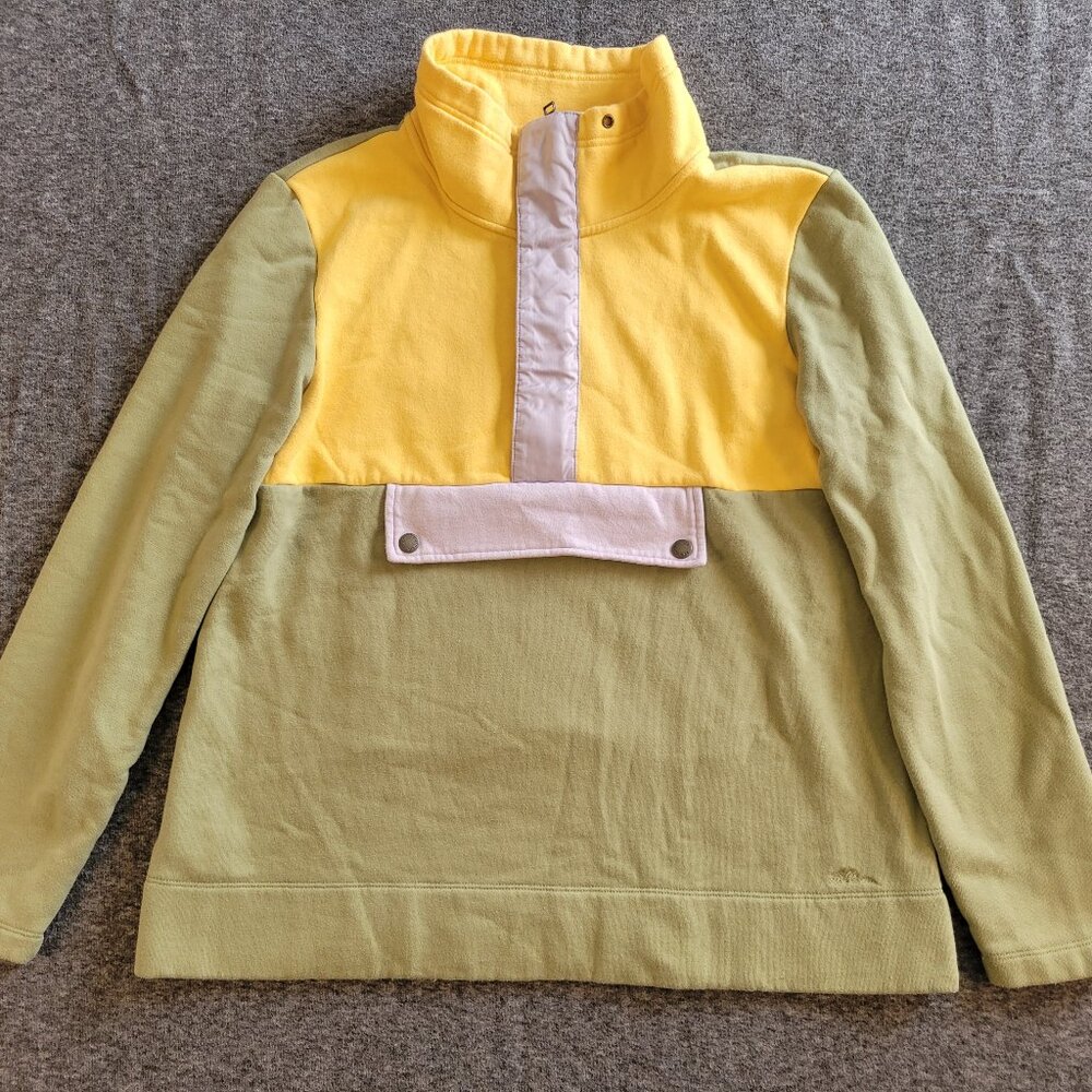 LL Bean Green Yellow Jacket M Organic Cotton Casual Spring Layer